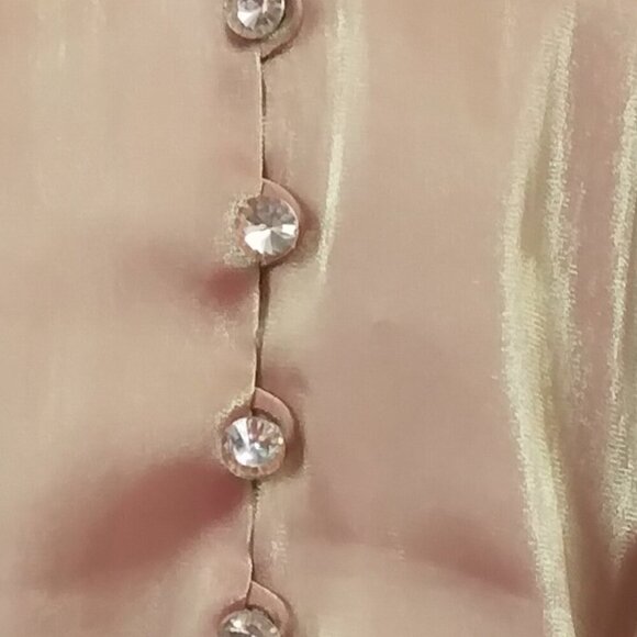 Vintage 80's J.R. Nites Jacket Gold Iridescent Ruched Rhinestone | Sz 12P - Picture 3 of 9